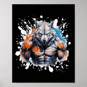 Wolf Workout Gym Fighter Bodybuilder  Poster