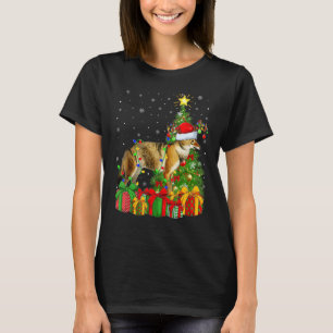 Wolf   Xmas Holiday Santa Wolf Christmas Tree T-Shirt
