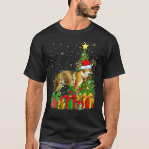 Wolf   Xmas Holiday Santa Wolf Christmas Tree T-Shirt