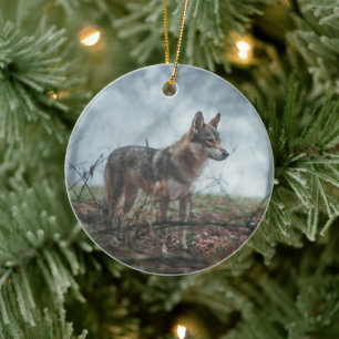 Wolfdog Ceramic Tree Decoration