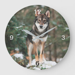 Wolfdog Large Clock
