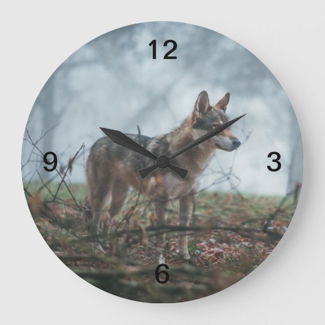 Wolfdog Large Clock (Front)
