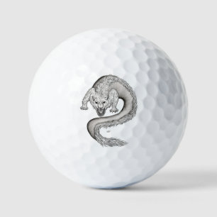 Wolfdragon black and white design golf balls