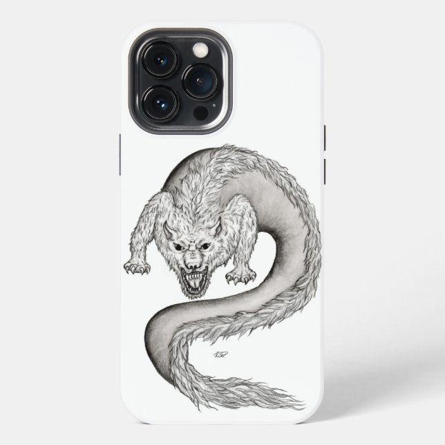 Wolfdragon black and white design iPhone case (Back)