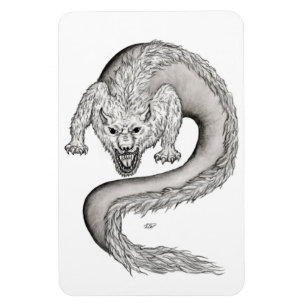 Wolfdragon black and white design magnet