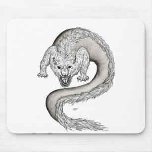 Wolfdragon black and white design mouse mat