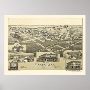 Wolfe City, TX Panoramic Map - 1891 Poster