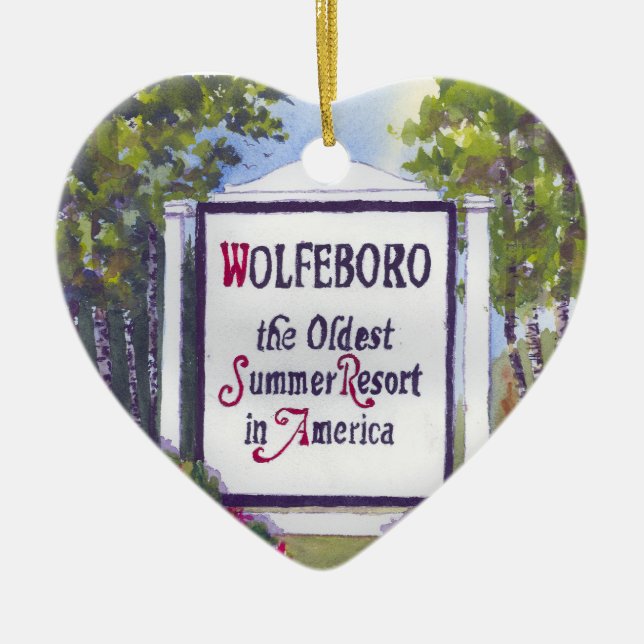 Wolfeboro NH Heart Shape Ornament (Front)