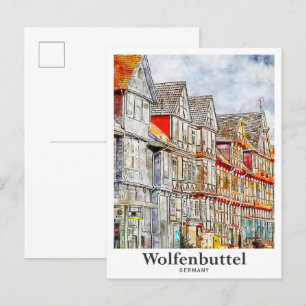 Wolfenbuttel Germany Travel Watercolor Hand Drawn Postcard