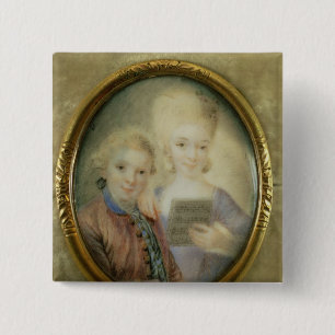 Wolfgang Amadeus Mozart and his sister 15 Cm Square Badge