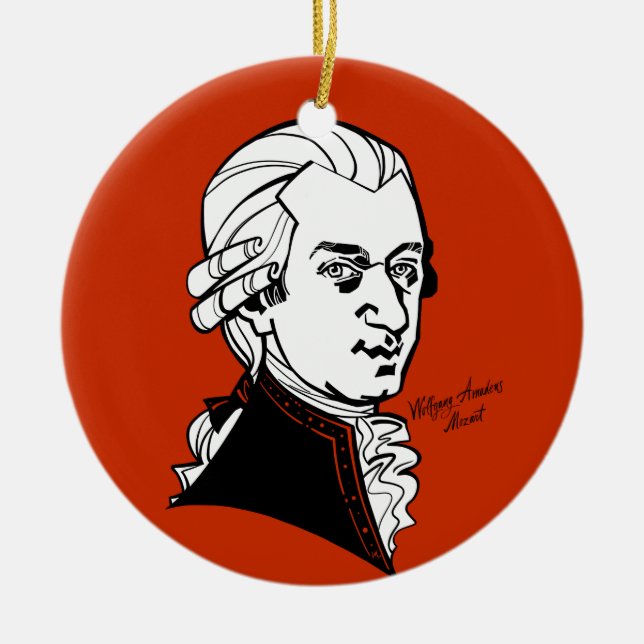 Wolfgang Amadeus Mozart Ceramic Tree Decoration (Front)