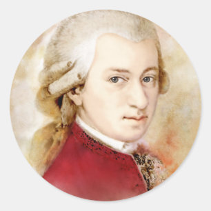 Wolfgang Amadeus Mozart im Aquarell Stil Classic Round Sticker