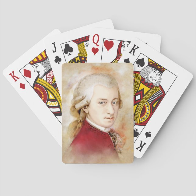 Wolfgang Amadeus Mozart im Aquarell Stil Playing Cards (Back)