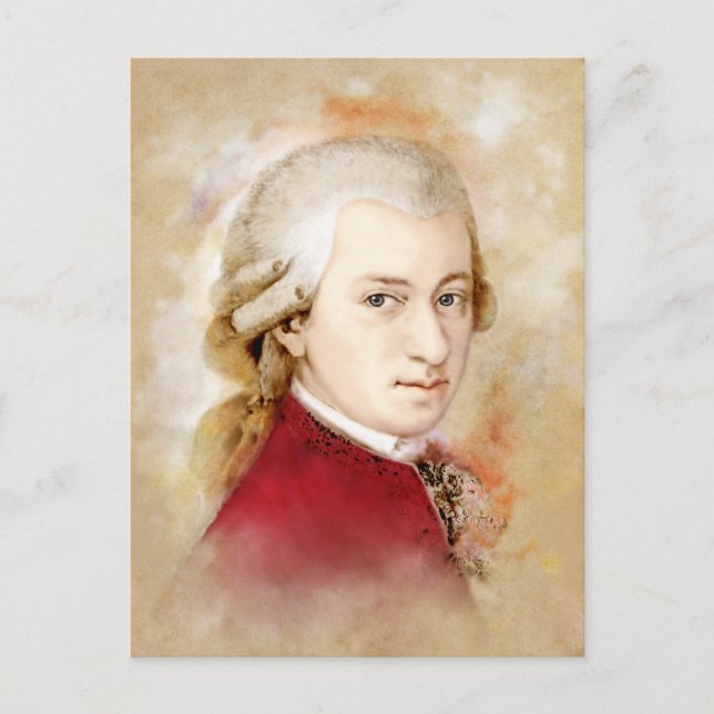 Wolfgang Amadeus Mozart im Aquarell Stil Postcard (Front)