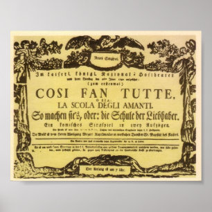 Wolfgang Amadeus Mozart Oper – Cosi fan tutte Poster