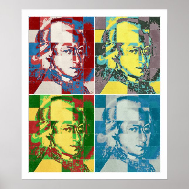 Wolfgang Amadeus Mozart pop art painting Poster (Front)