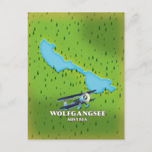 Wolfgangsee Lake Austria lake map Postcard