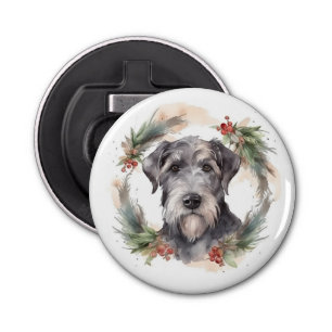 Wolfhound Christmas Wreath Festive Pup Bottle Opener