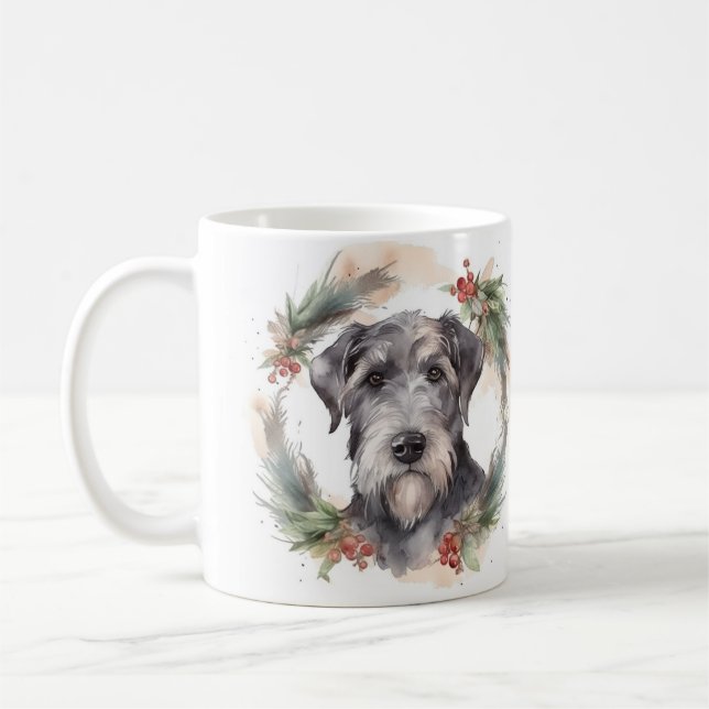 Wolfhound Christmas Wreath Festive Pup  Coffee Mug (Left)