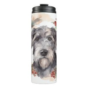 Wolfhound Christmas Wreath Festive Pup  Thermal Tumbler