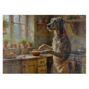 Wolfhound Cooking in Kitchen Cutting Board