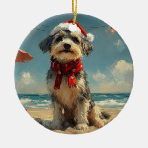 Wolfhound Dog Christmas Vintage Beach Ceramic Tree Decoration