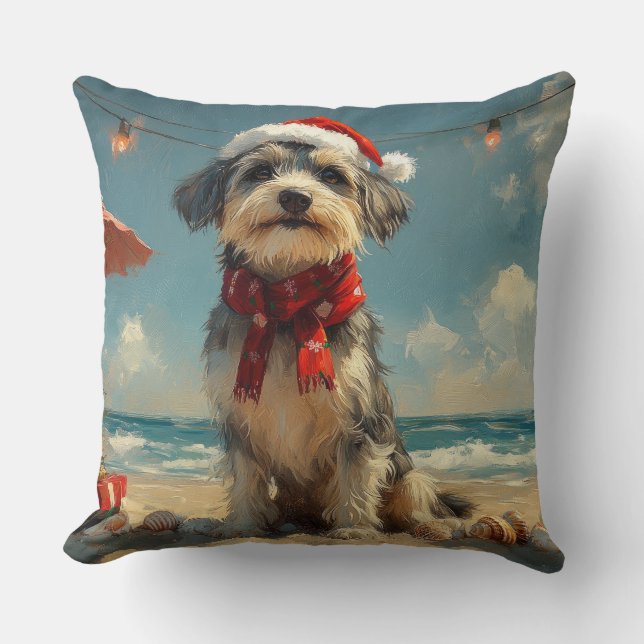 Wolfhound Dog Christmas Vintage Beach Cushion (Front)