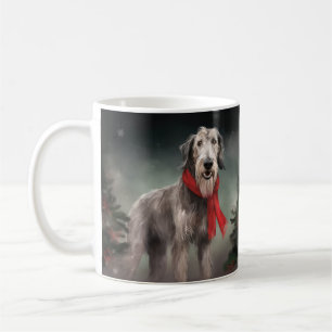 Wolfhound Dog in Snow Christmas Coffee Mug