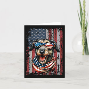 Wolfhound Dog Lover Us Flag 4th Of July Patriotic Card