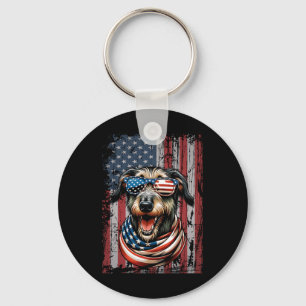 Wolfhound Dog Lover Us Flag 4th Of July Patriotic Key Ring
