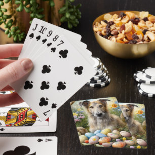 Wolfhound Dog With Easter Eggs Holiday  Playing Cards