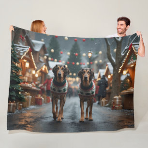 Wolfhound Dogs Christmas Snow Holiday Fleece Blanket