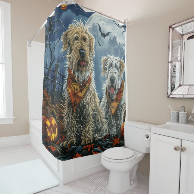 Wolfhound Halloween Spooky Shower Curtain (In Situ)