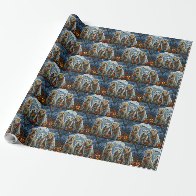 Wolfhound Halloween Spooky Wrapping Paper (Unrolled)