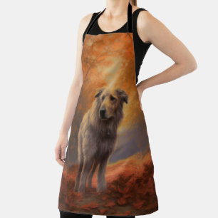 Wolfhound in Autumn Leaves Fall Inspire Apron