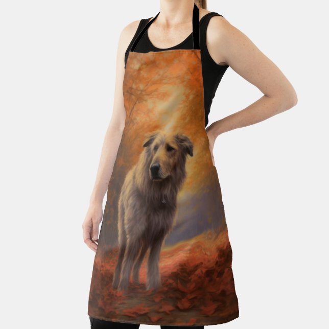 Wolfhound in Autumn Leaves Fall Inspire  Apron (Insitu)