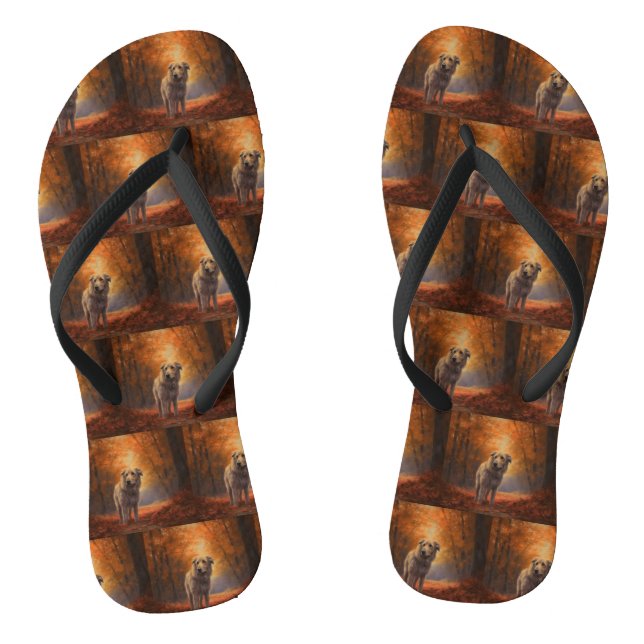 Wolfhound in Autumn Leaves Fall Inspire  Flip Flops (Footbed)