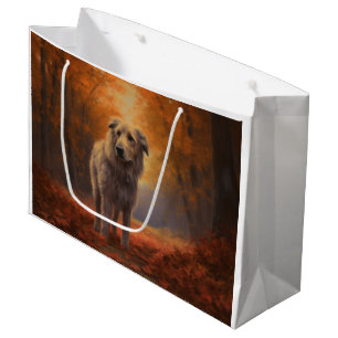 Wolfhound in Autumn Leaves Fall Inspire  Large Gift Bag