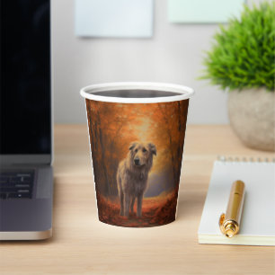 Wolfhound in Autumn Leaves Fall Inspire Paper Cups