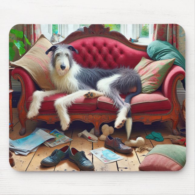 Wolfhound On A Couch  Mouse Mat (Front)