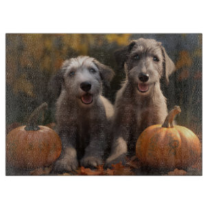 Wolfhound Puppy Autumn Delight Pumpkin Cutting Board