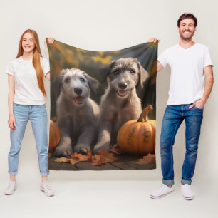 Wolfhound  Puppy Autumn Delight Pumpkin Fleece Blanket