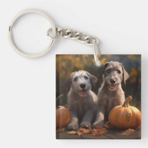 Wolfhound Puppy Autumn Delight Pumpkin Key Ring