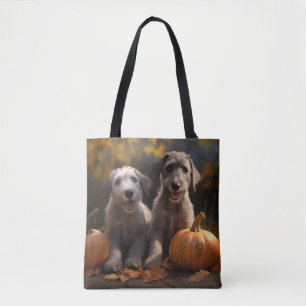 Wolfhound Puppy Autumn Delight Pumpkin Tote Bag