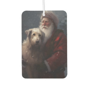 Wolfhound With Santa Claus Festive Christmas Car Air Freshener