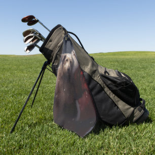 Wolfhound With Santa Claus Festive Christmas Golf Towel