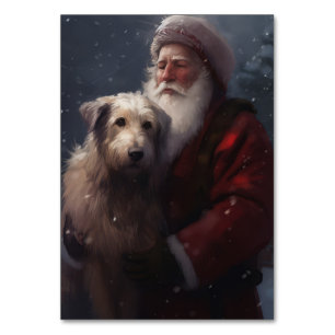 Wolfhound With Santa Claus Festive Christmas Table Number