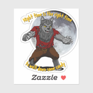 Wolfing down candy Custom-Cut Vinyl Sticker