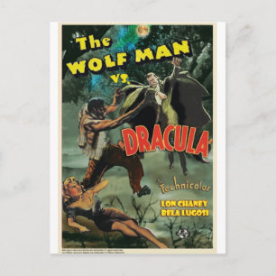 WOLFMAN VS DRACULA by Philip J. Riley Postcard