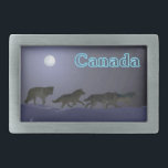 Wolfpack Belt Buckle<br><div class="desc">Brilliant Night On a cold, cruel, moonlit winter night; a hungry wolf pack hunts to remain alive.</div>